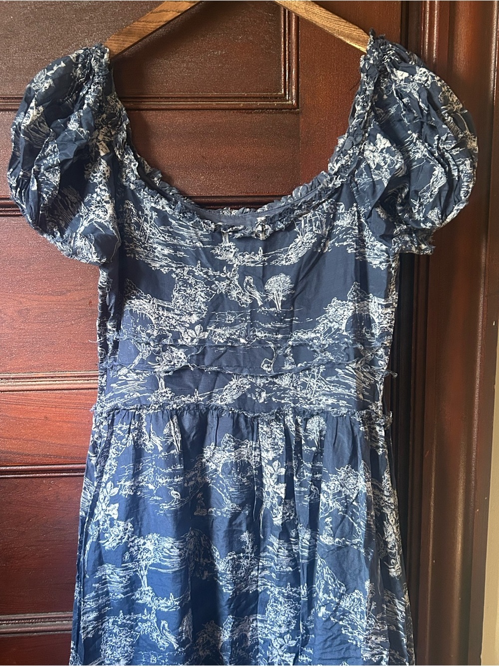 LoveShackFancy Bridget Frayed Maxi Dress Size 8 Puff Sleeve Cottagecore Romantic - Picture 9 of 12
